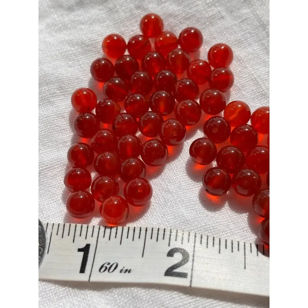 Carnelian Beads Lot Orange Red Glass Stone Round 8mm Jewelry Making Loose